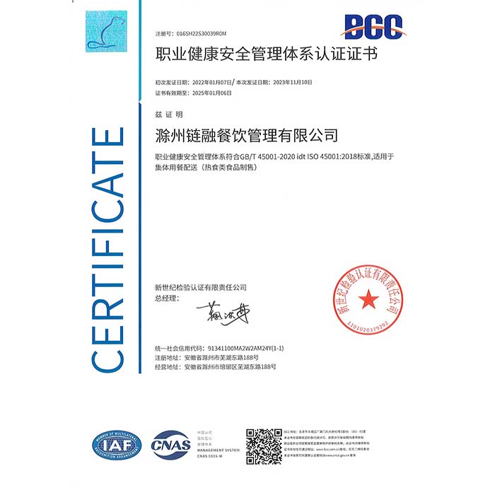 职业健康安全管理体系认证证书250106